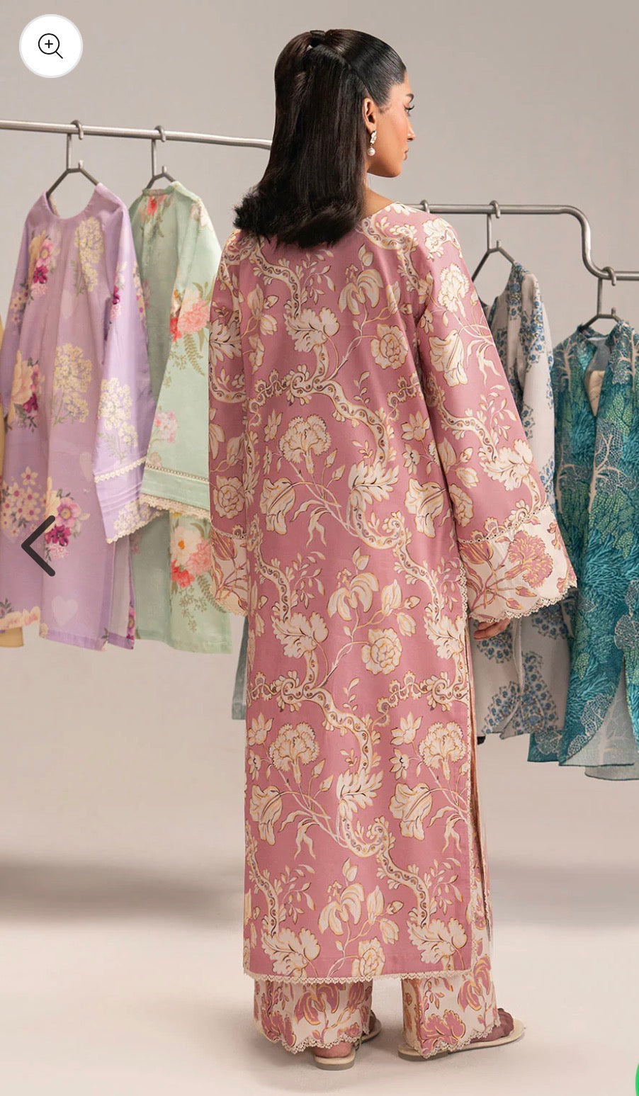 2-Piece lawn Long Shirt With Wide Trouser In Peach Colour