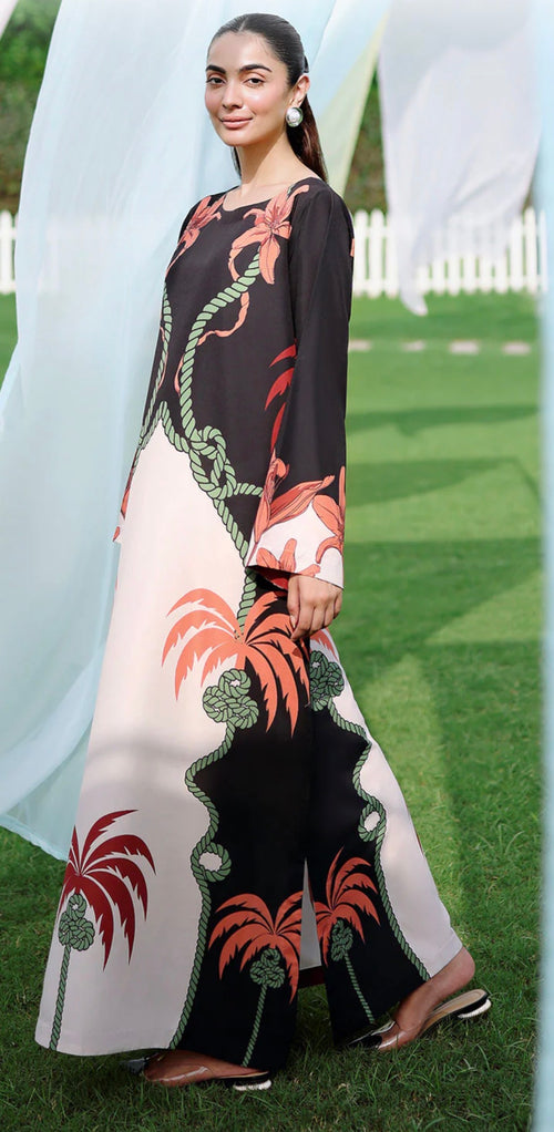 Black Lawn kaftan in 1-Piece