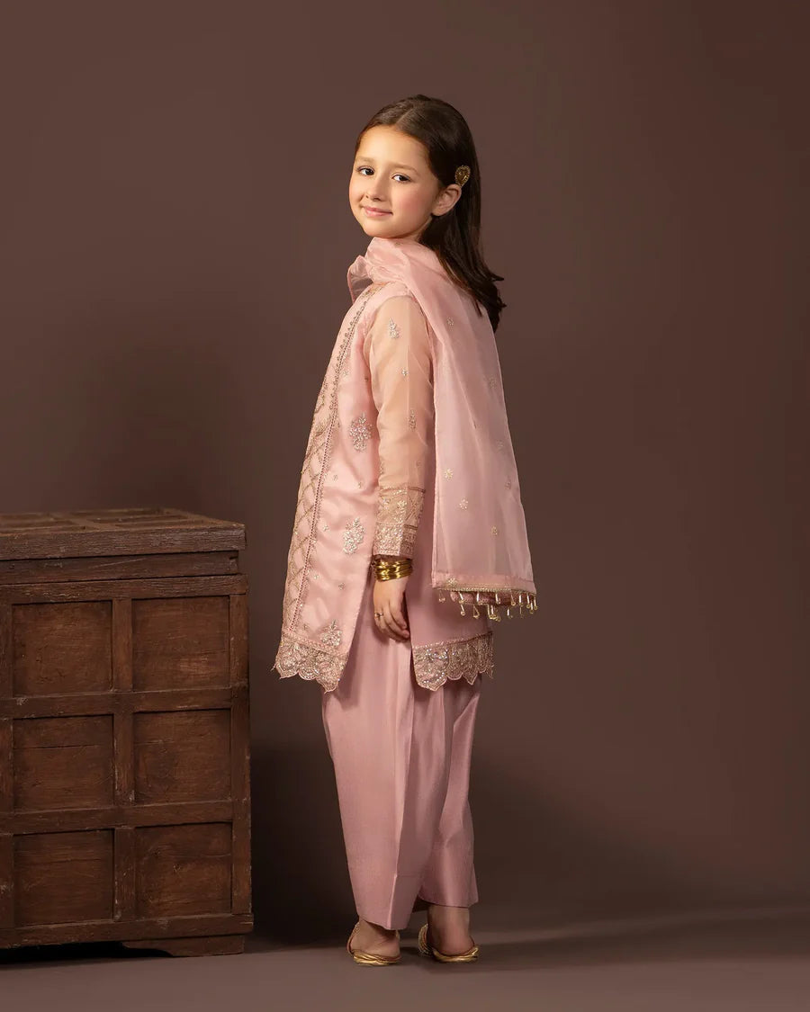 Kids 3-Piece Fershi Shalwar Outfit in Peace Colour