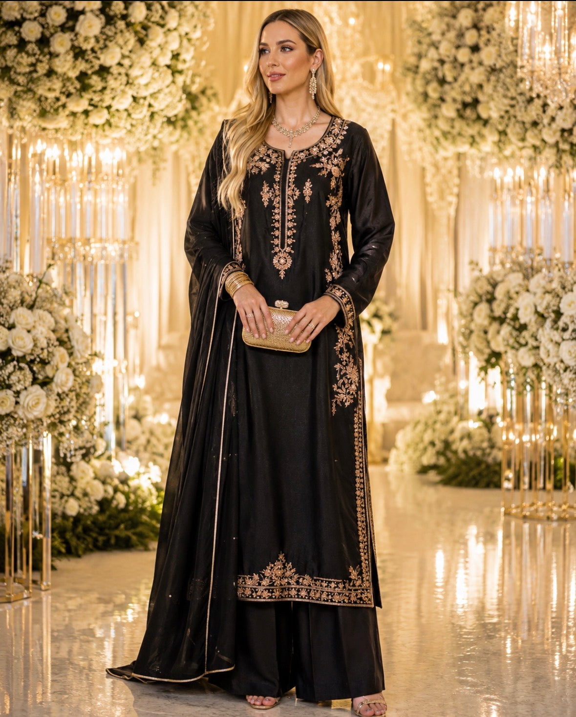 ✨ Luxury Black Handcrafted Tussar Silk Outfit ✨