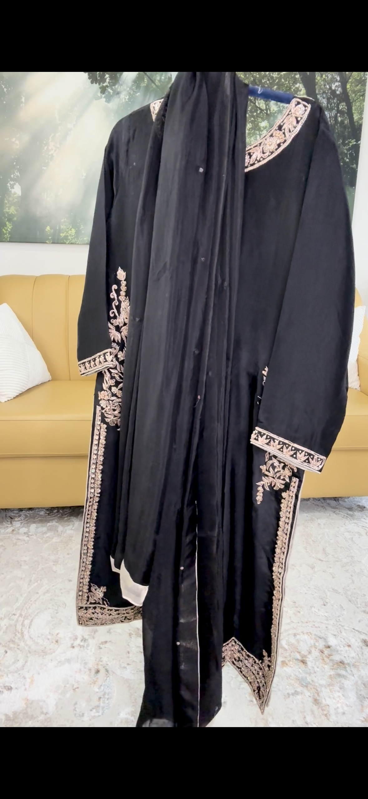 ✨ Luxury Black Handcrafted Tussar Silk Outfit ✨