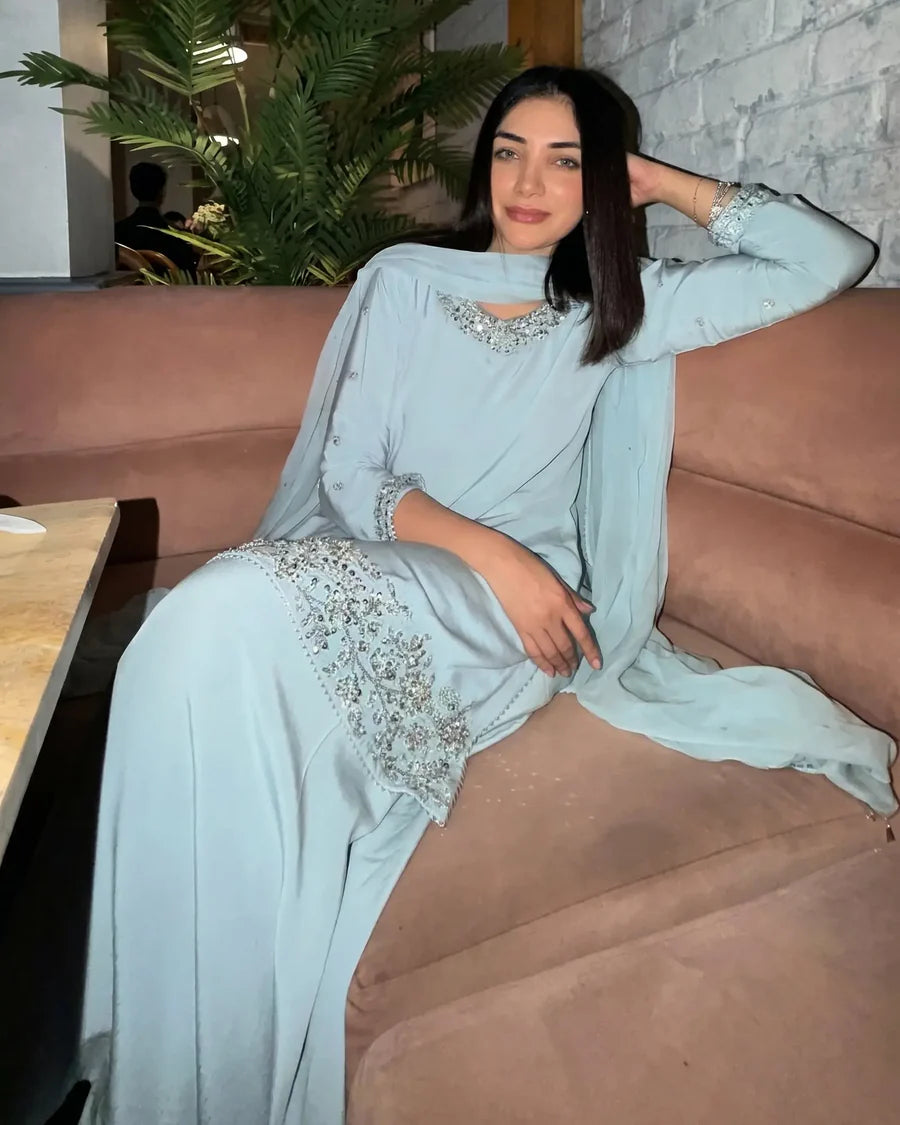 Pure Silk outfits In 3 Colours Hand Work