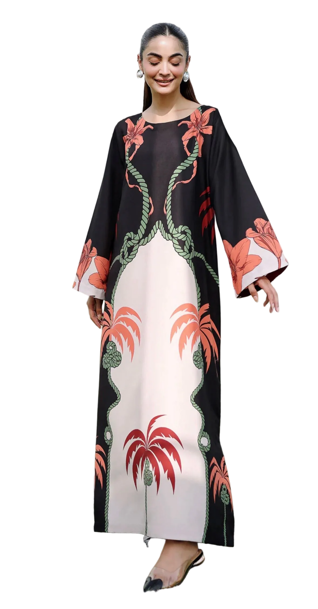 Black Lawn kaftan in 1-Piece