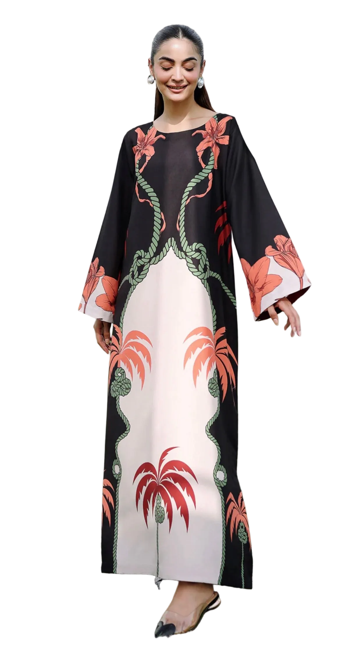 Black Lawn kaftan in 1-Piece