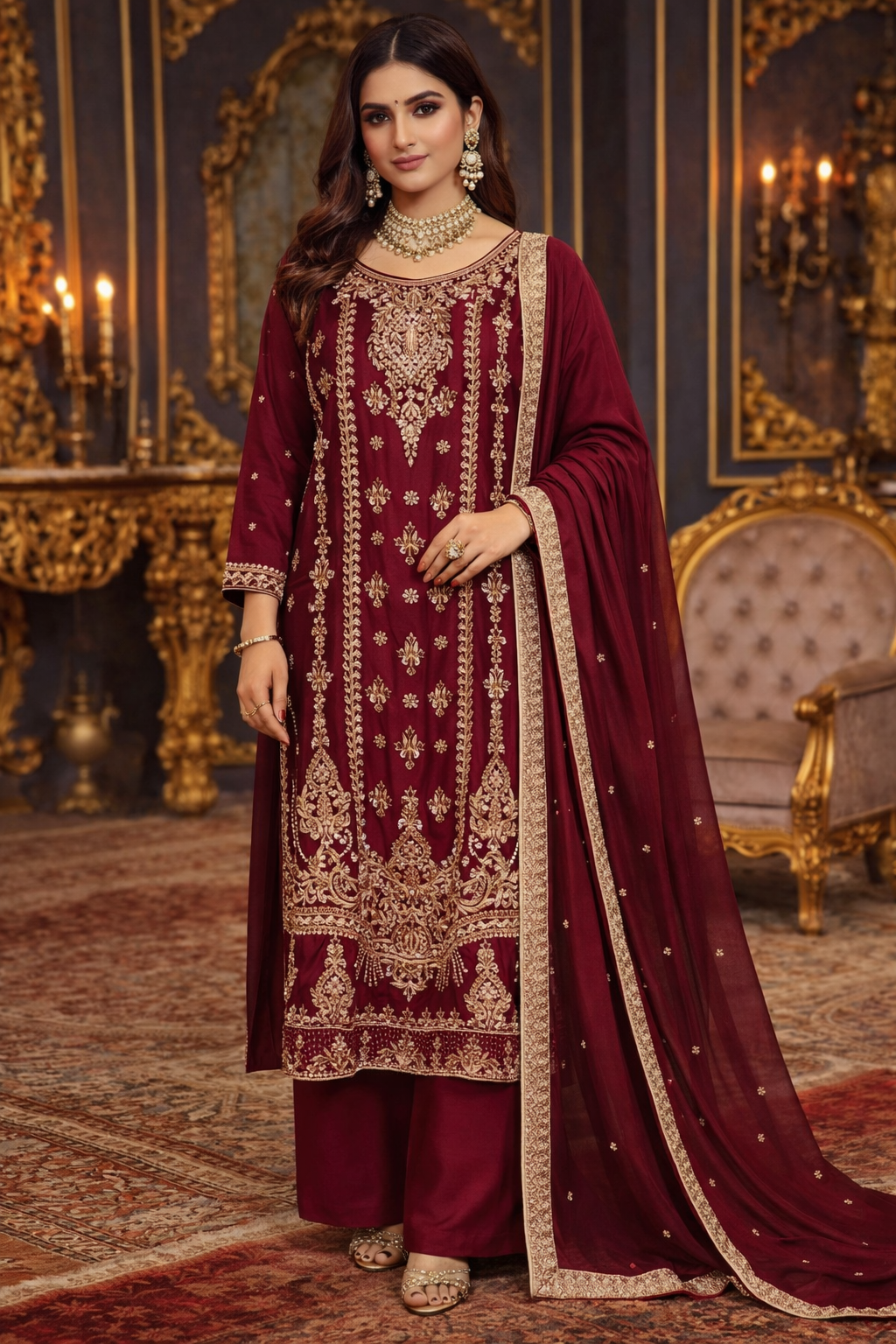 ✨ Luxury Handcrafted Maroon Formal 3-Piece Suit ✨