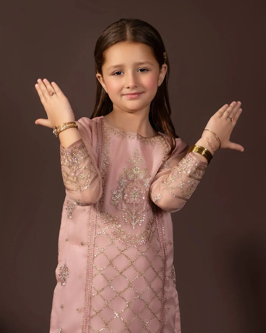 Kids 3-Piece Fershi Shalwar Outfit in Peace Colour