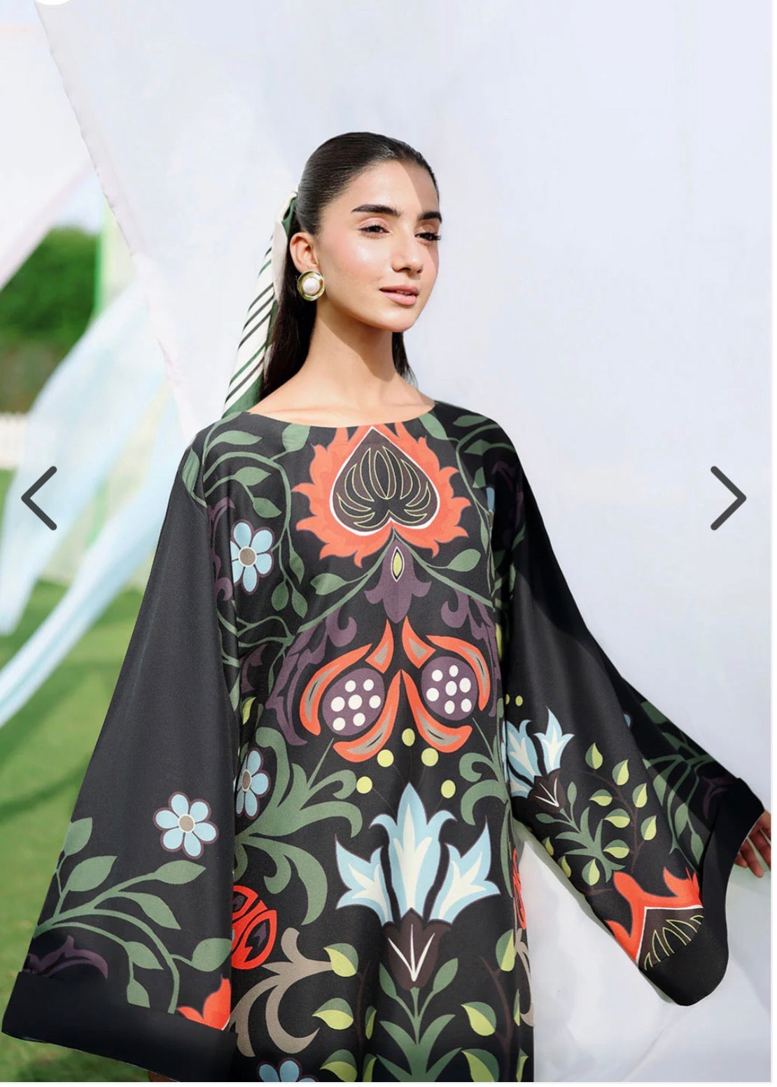 Black kaftan in Lawn Fabric 1-Piece