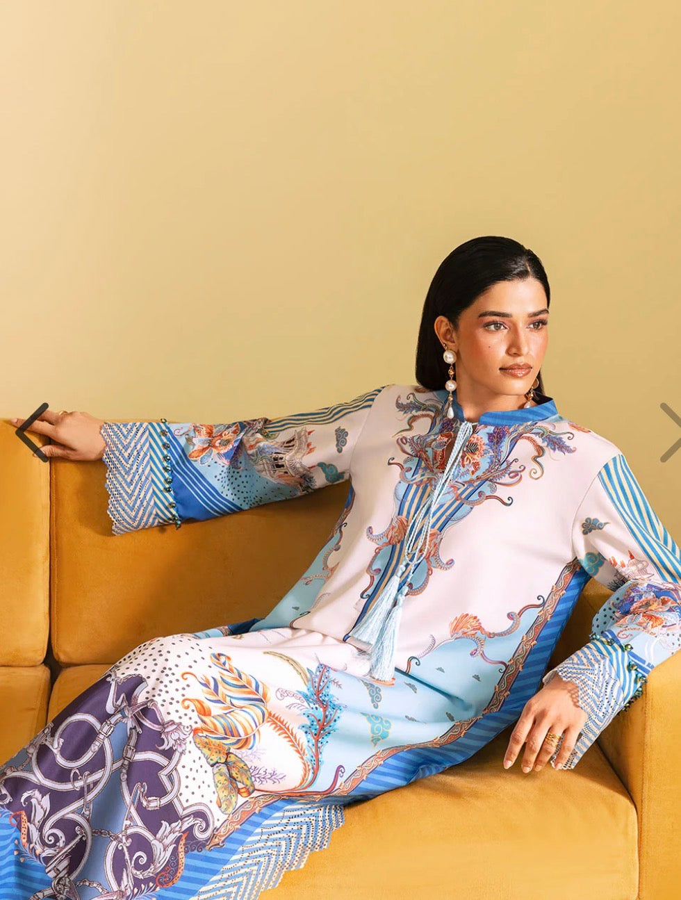 Luxury Blue and White Kaftan 2-piece