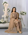 Katan Silk Camel Colour Fershi Shalwar 3 Piece Suit