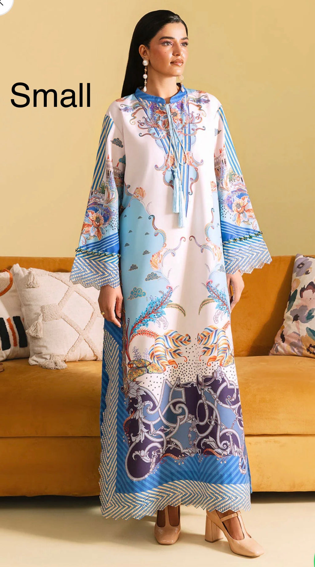 Luxury Blue and White Kaftan 2-piece