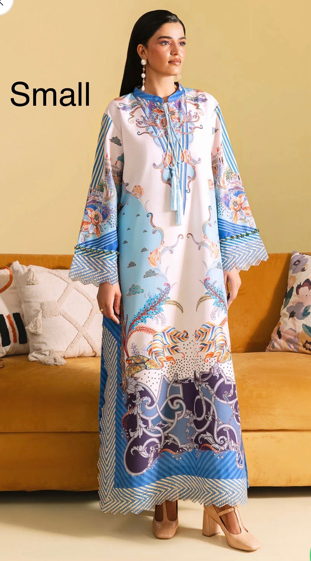 Luxury Blue and White Kaftan 2-piece