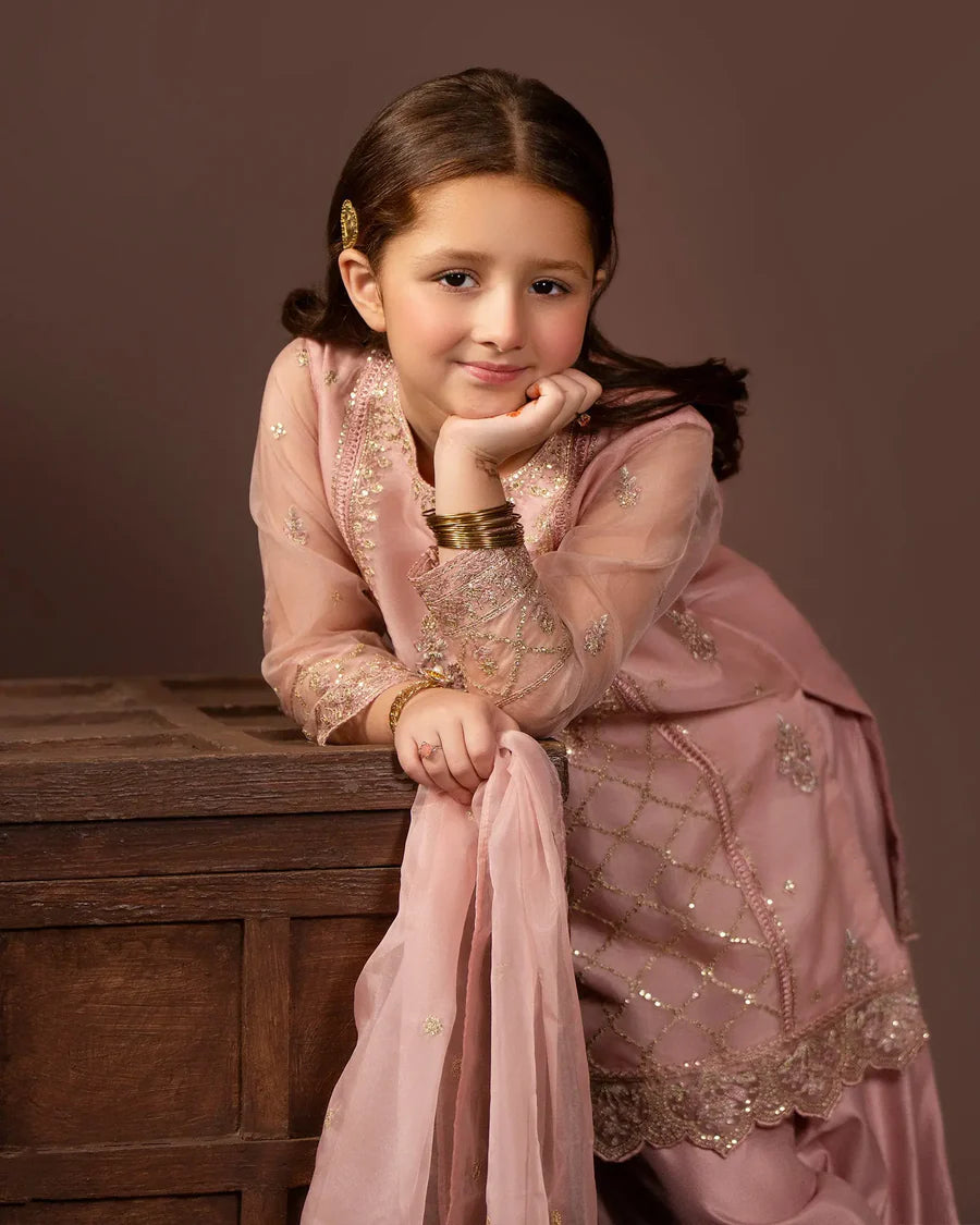Kids 3-Piece Fershi Shalwar Outfit in Peace Colour