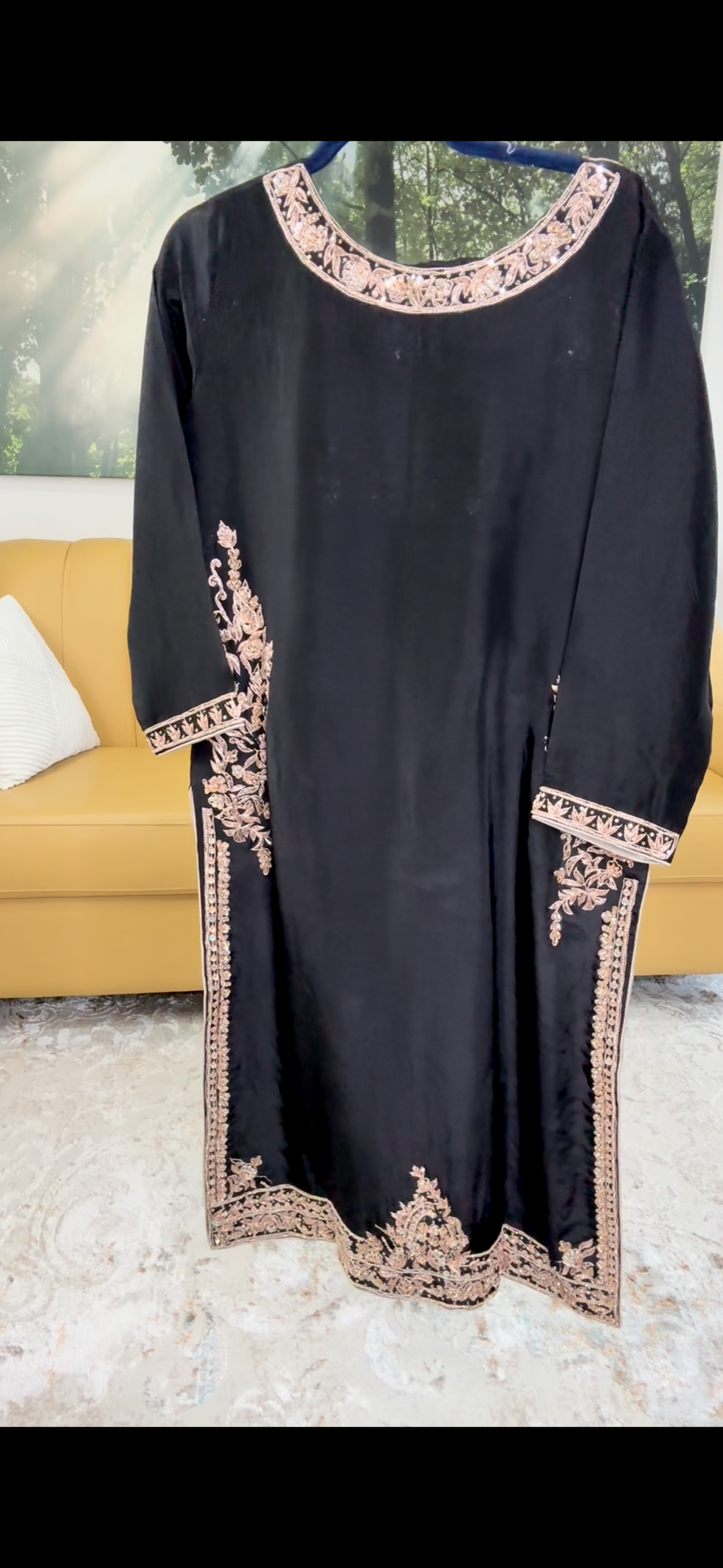 ✨ Luxury Black Handcrafted Tussar Silk Outfit ✨