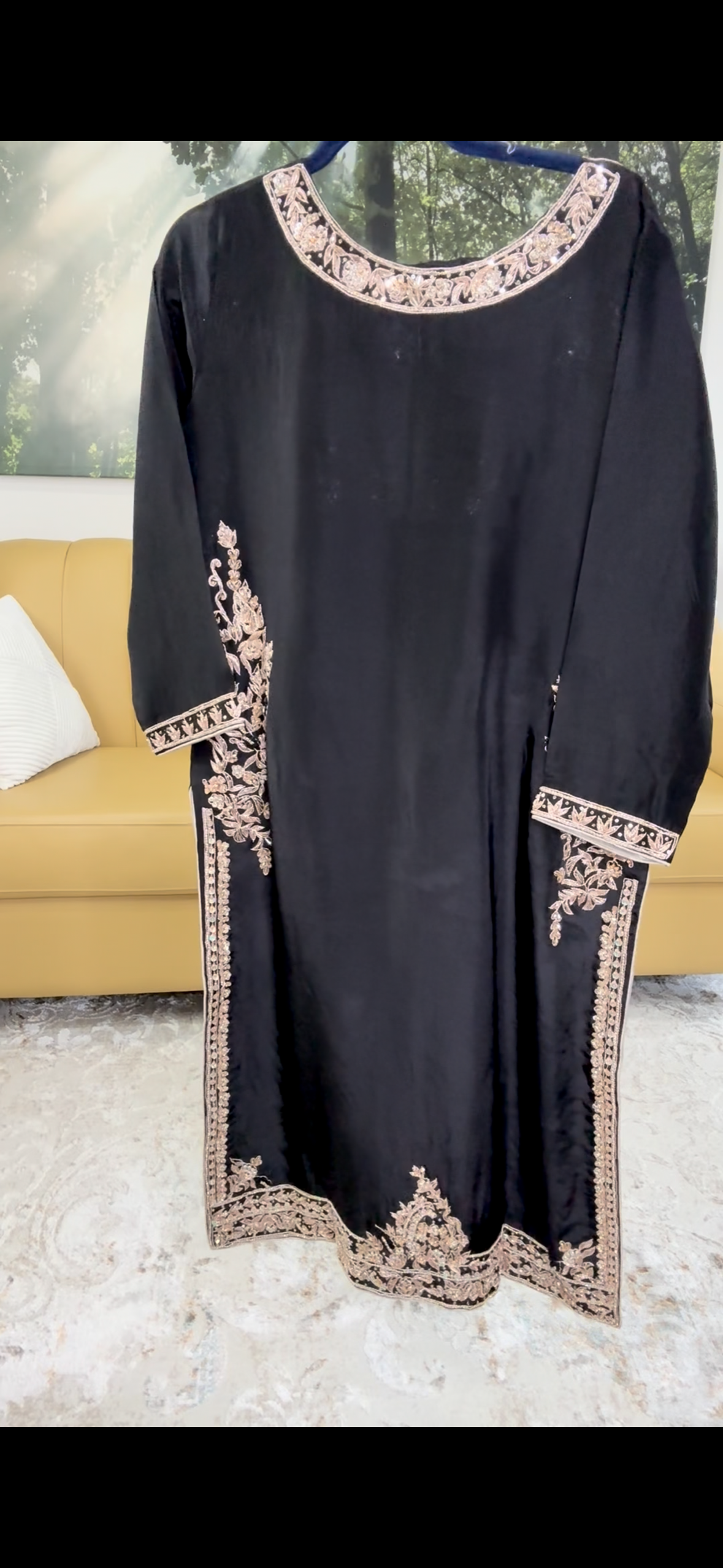 ✨ Luxury Black Handcrafted Tussar Silk Outfit ✨