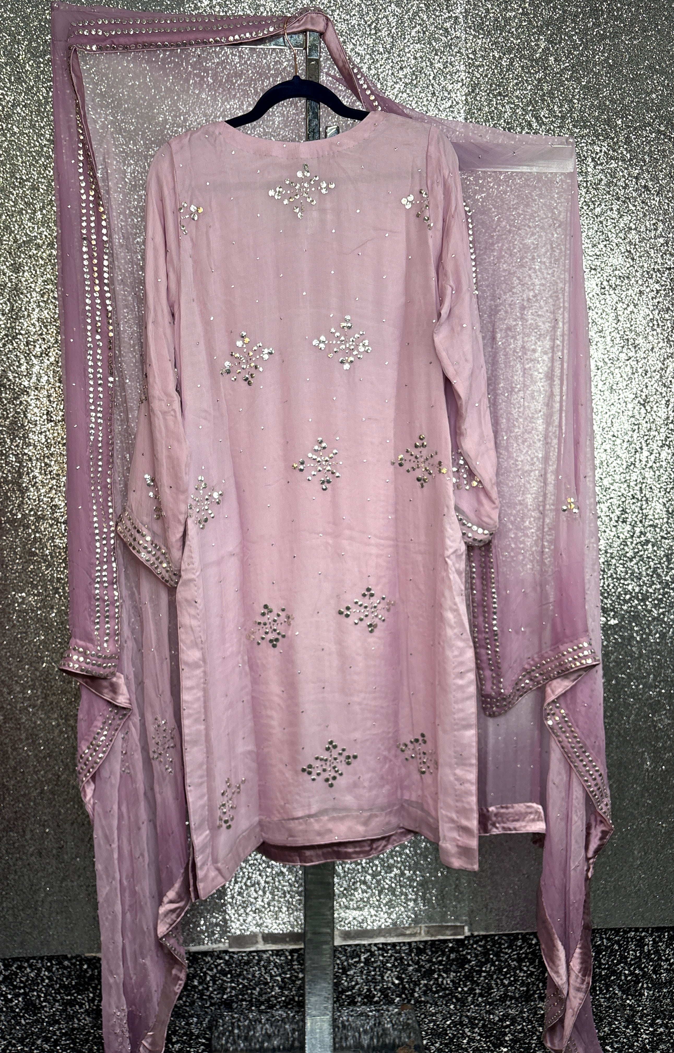 ✨ Luxury Handcrafted With Mukesh Lilac Formal Suit ✨