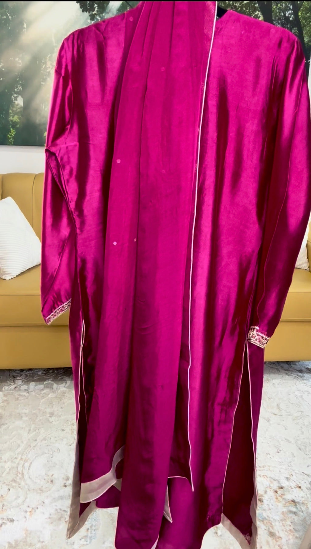 ✨ Luxury Hot Pink Handcrafted Pure Sheesha Silk Outfit ✨