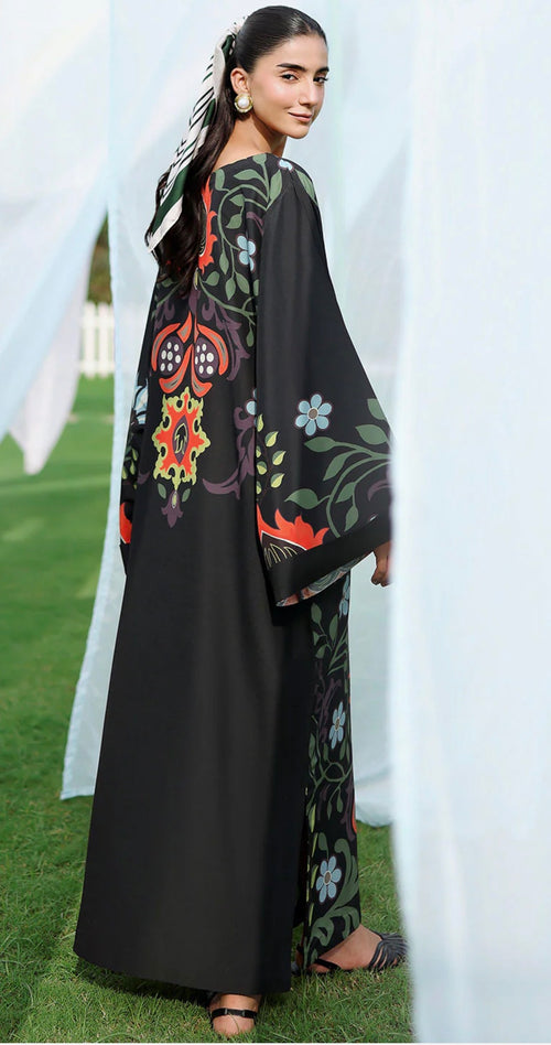 Black kaftan in Lawn Fabric 1-Piece