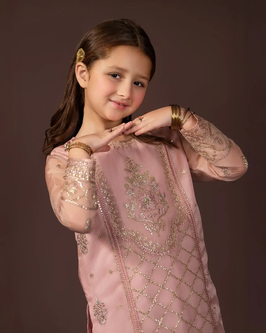 Kids 3-Piece Fershi Shalwar Outfit in Peace Colour