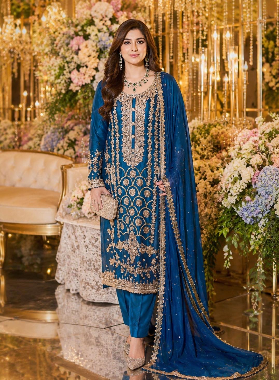 Luxury Handcrafted Blue Formal Suit