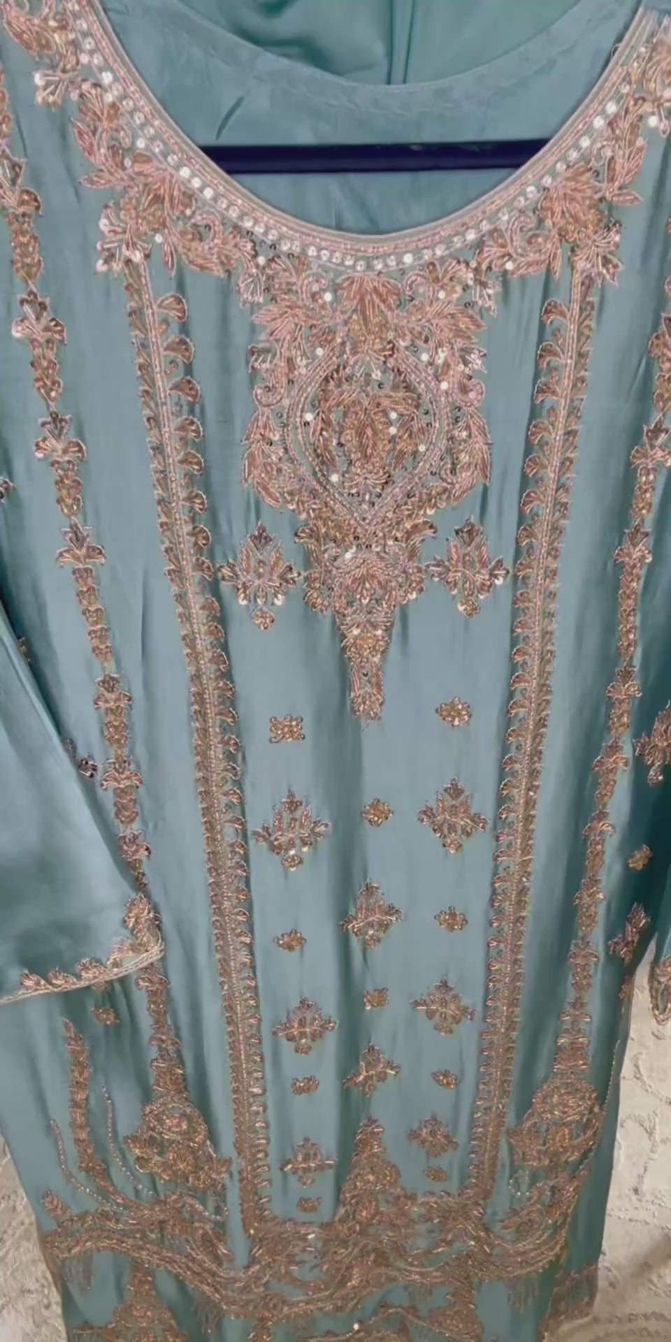 Light Blue ✨ Luxury Handcrafted Sheesha Silk Outfit ✨