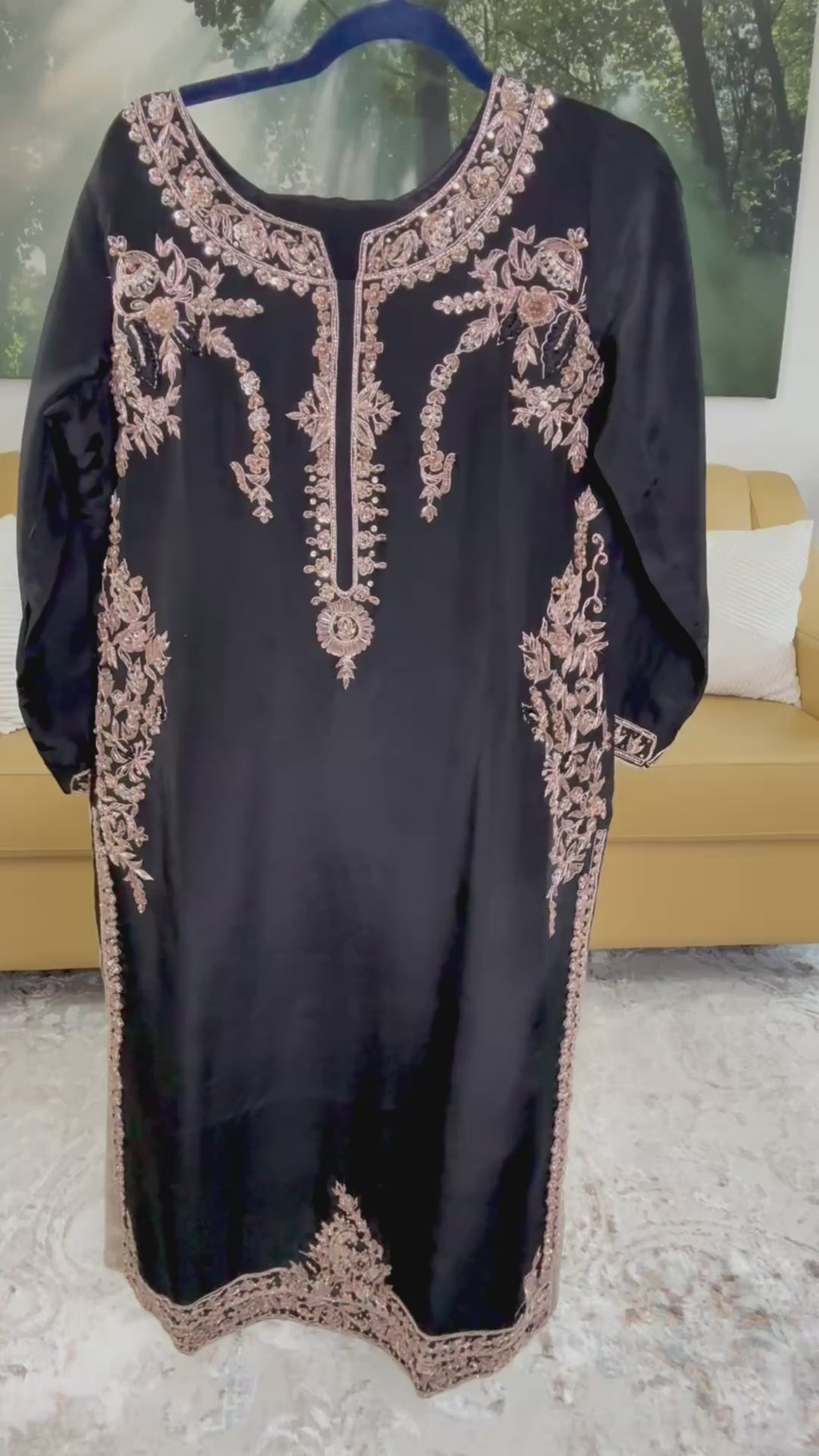 ✨ Luxury Black Handcrafted Tussar Silk Outfit ✨