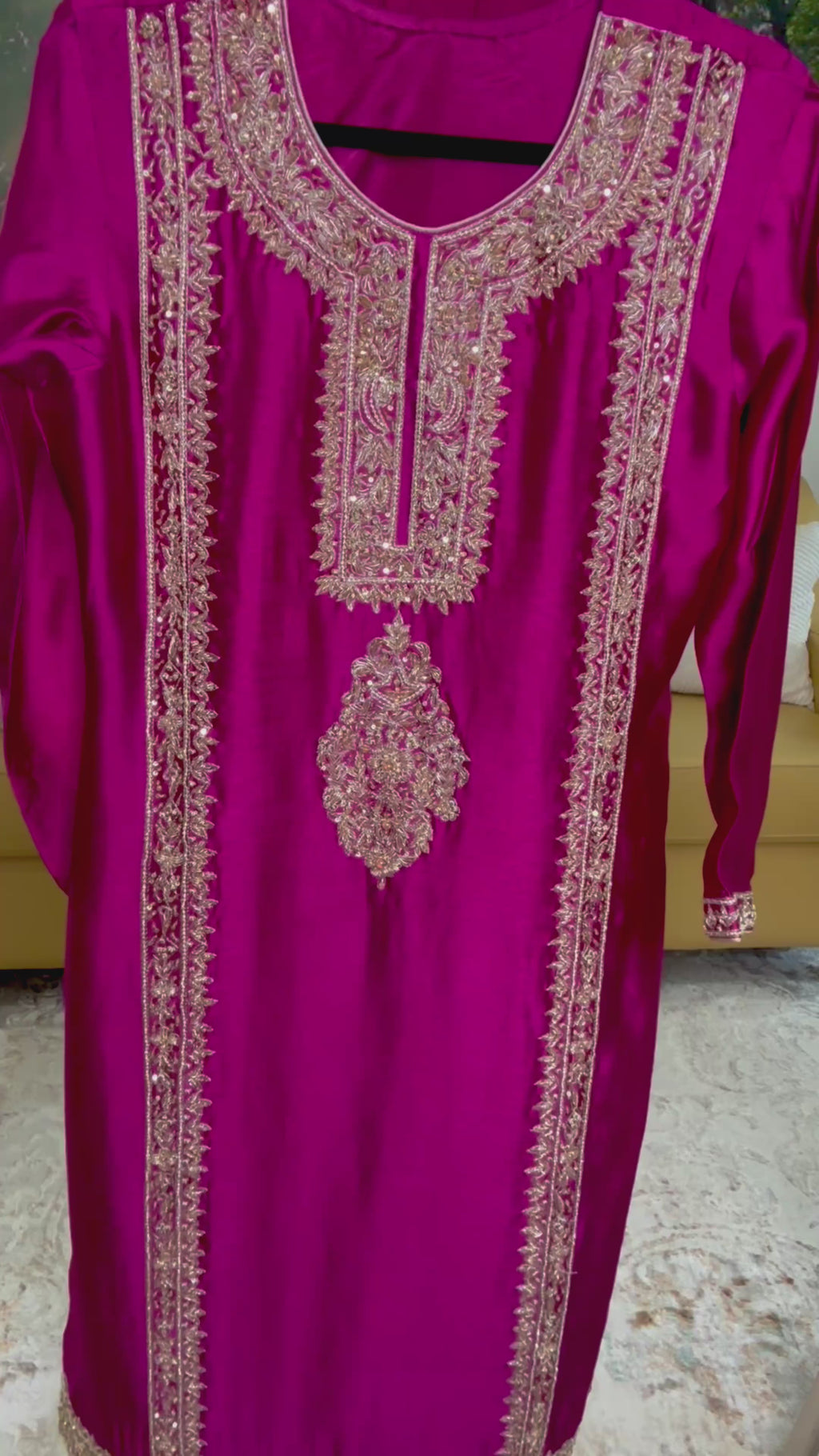 ✨ Luxury Hot Pink Handcrafted Pure Sheesha Silk Outfit ✨